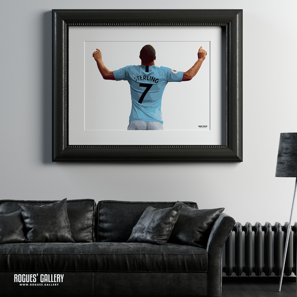Raheem Sterling Manchester City Maine Road MCFC Sky Blues Winger England A1 Print No Text