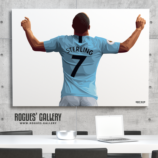 Raheem Sterling Manchester City Maine Road MCFC Sky Blues Winger England A0 Print No Text