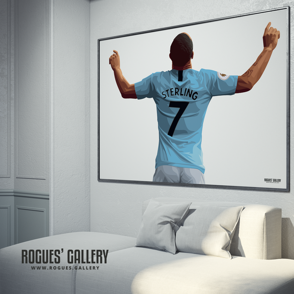Raheem Sterling Manchester City Maine Road MCFC Sky Blues Winger England poster No Text limited edition