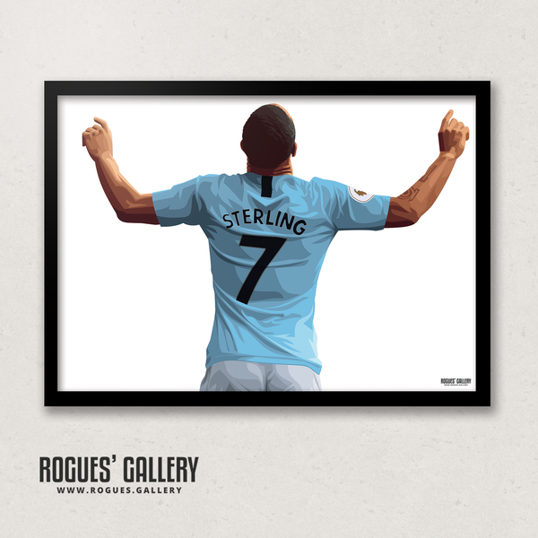 Raheem Sterling Manchester City Maine Road MCFC Sky Blues Winger England A3 Print No Text
