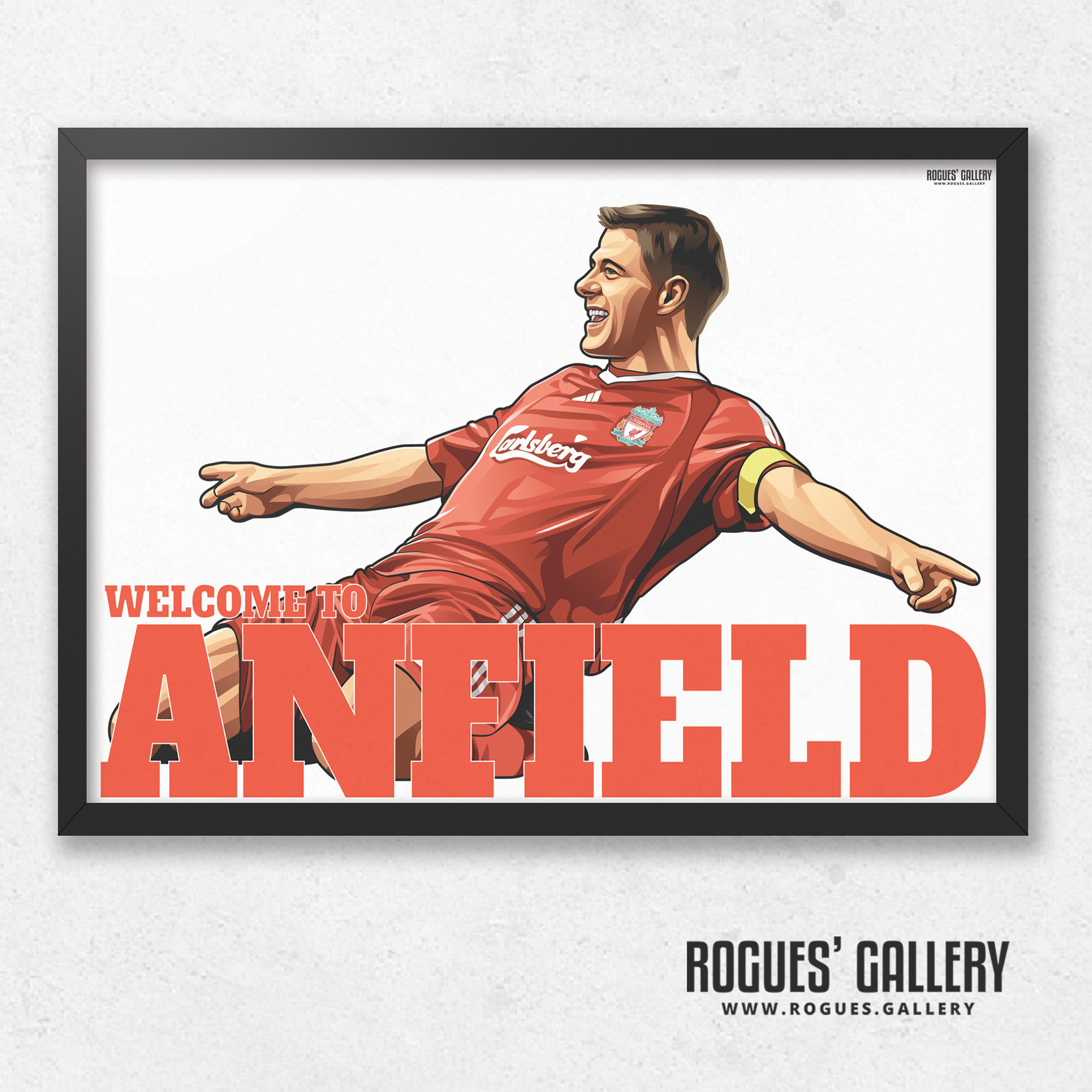 Steven Gerrard Liverpool FC LFC captain midfielder The Kop England Three lions Welcome To Anfield A3 Print