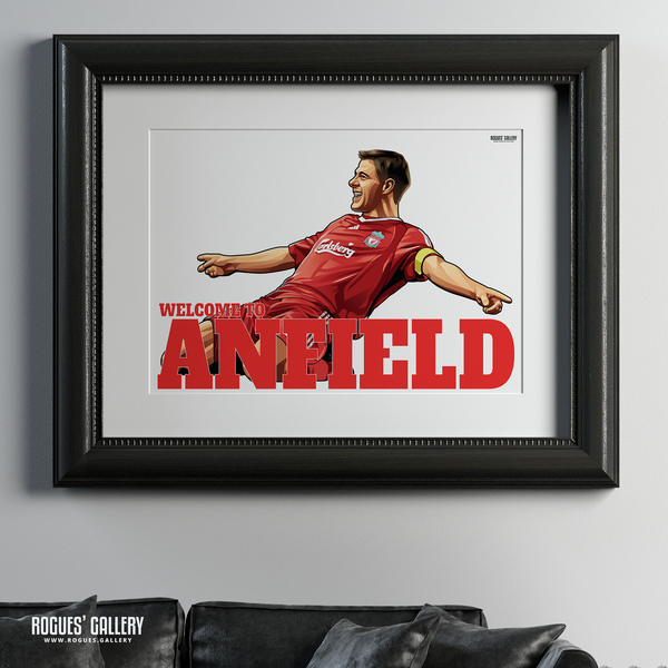 Steven Gerrard Liverpool FC LFC captain midfielder The Kop England Three lions Welcome To Anfield A1 Print