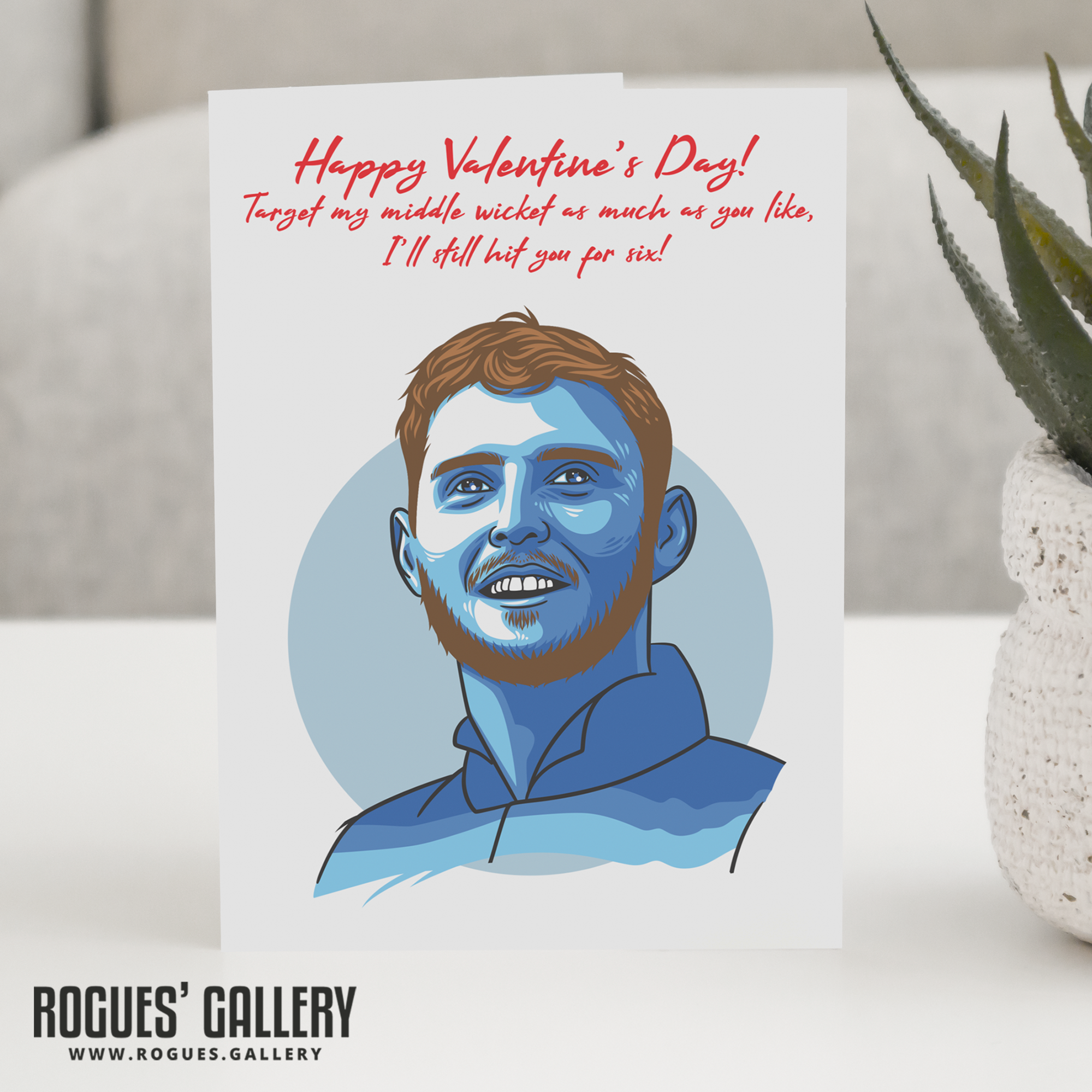 Ben Stokes England Cricket Valentine's Day Card Middle wicket