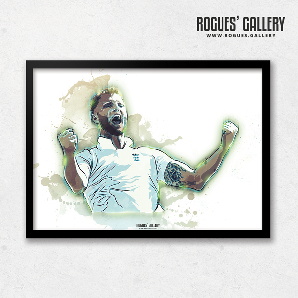 Ben Stokes England all rounder Test wicket taker bowler art print A3 artwork