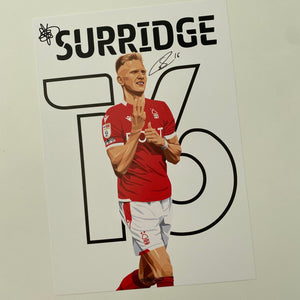 Signed Sam Surridge A3 print Nottingham Forest