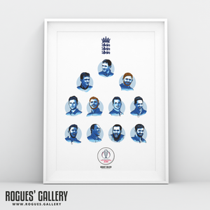 England Cricket World Cup CWC2019 Winners art print A3 team Jos Buttler Woakes