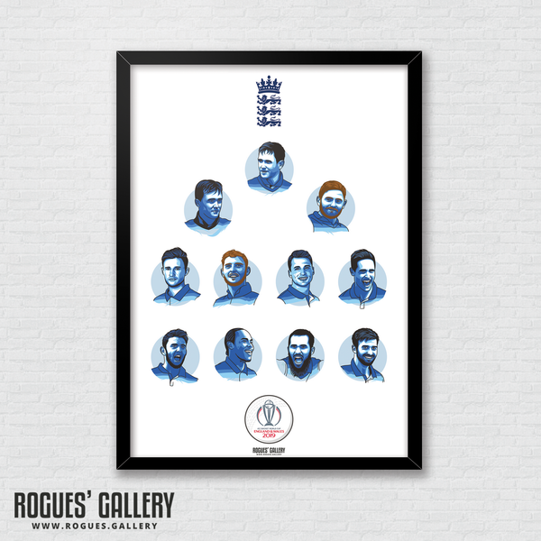 Limited Overs England Cricket World Cup CWC2019 Winners art print A3 team Eoin Morgan Joe Root