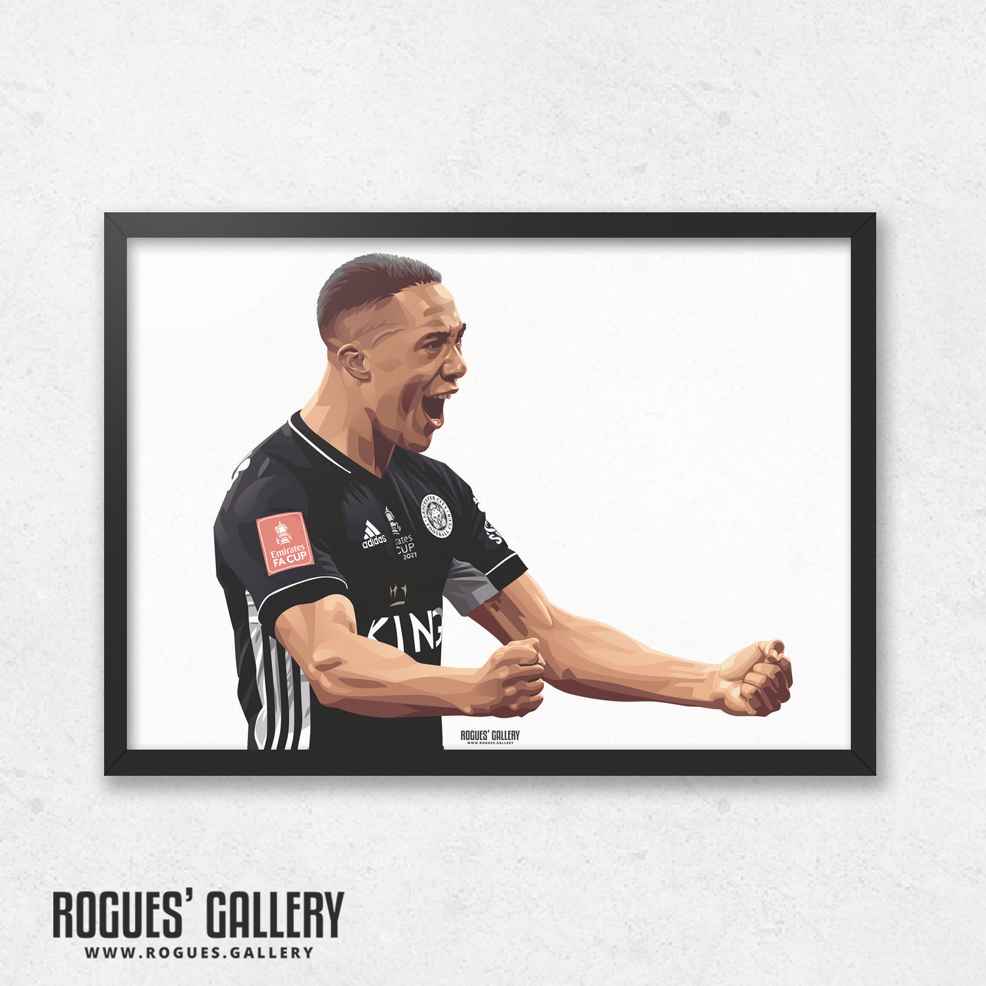 Youri Tielemans Leicester City FA Cup Final Goal 2021 Wembley Foxes A3 print