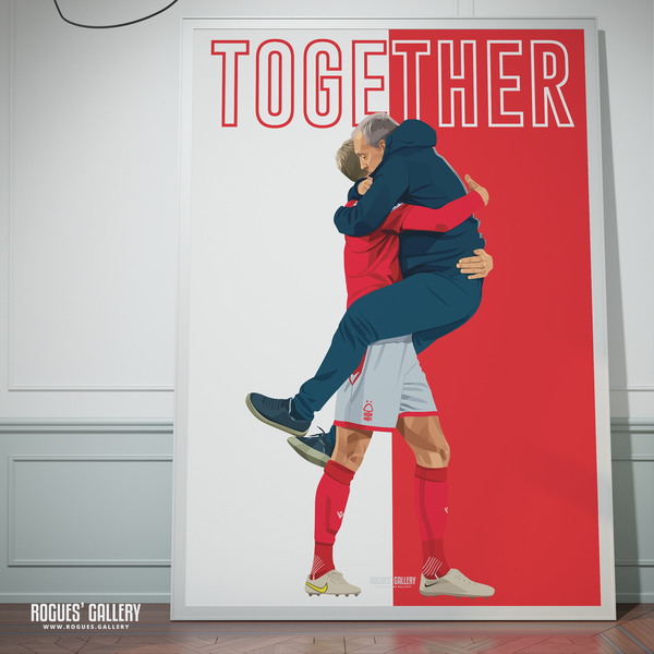 Steve Cooper Joe Worrall hug Nottingham Forest Poster Crystal Palace