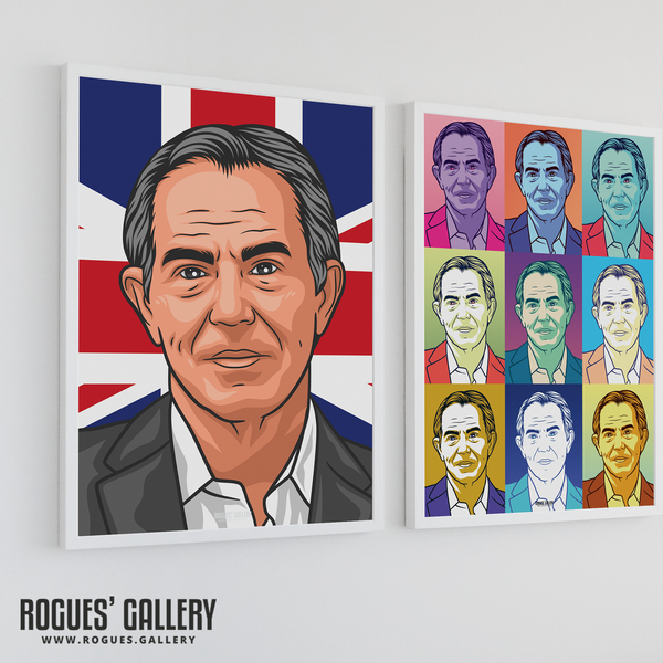 Tony Blair Labour Party former leader PM design prints framed on wall Union Jack
