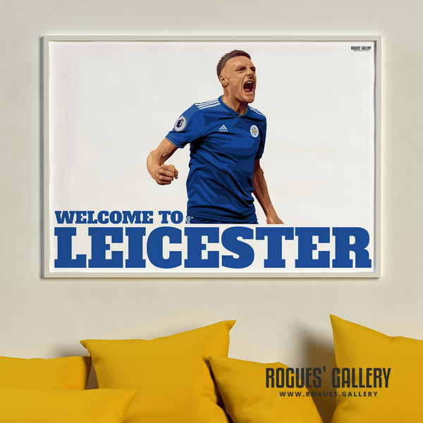 Jamie Vardy Leicester City striker Welcome To Leicester King Power A0 Print Premier League Title