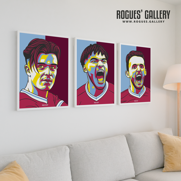 Jack Grealish Tyrone Mings John McGinn Aston Villa Villa Park stars canvas designs A3 art edits