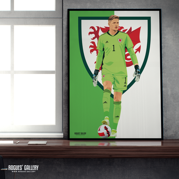 Wayne Hennessey Wales goalkeeper A2 Print World Cup 2022