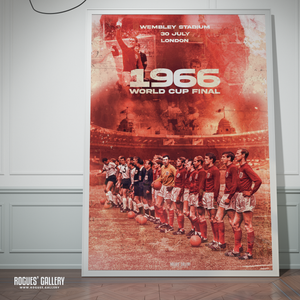England World Cup Wembley 1966 rare huge poster signed autographs red shirts limited edition