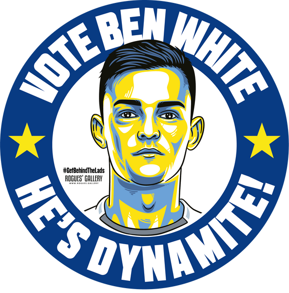 Ben White Leeds United central defender dynamite stickers Vote #GetBehindTheLads