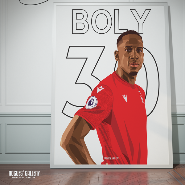 Willy Boly - Nottingham Forest - Signed A3 Premier League Name & Number Prints