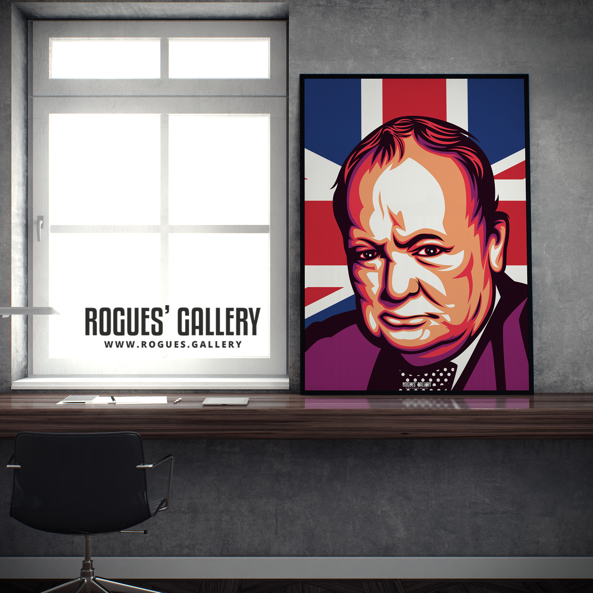Winston Churchill PM prime minister UK WWII modern art huge poster superb