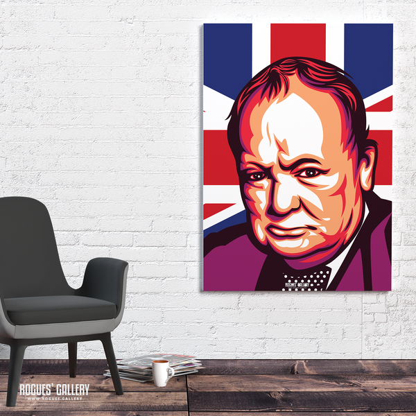 Winston Churchill PM prime minister UK WWII modern art huge poster ww2