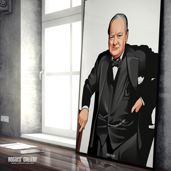 Winston Churchill British Prime Minister World War 2 PM Conservative party victory war Tory A1 print