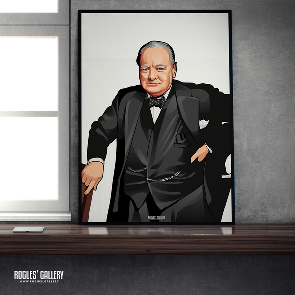 Winston Churchill British Prime Minister World War 2 PM Conservative party victory war Tory A2 print