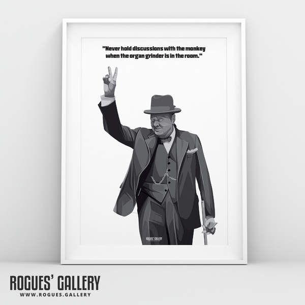 Winston Churchill: V For Victory - Classic Quotes Prints - A3, A2, A1 & A0 Sizes