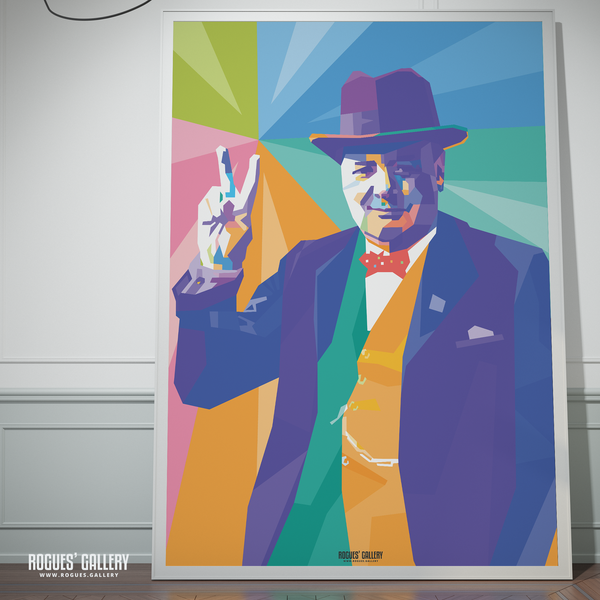 Winston Churchill V sign pop art poster PM