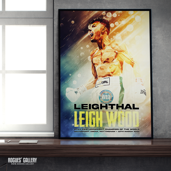 Leigh Wood signed memorabilia Featherweight World Champion WBA Michael Conlan KO A1 print Limited Edition