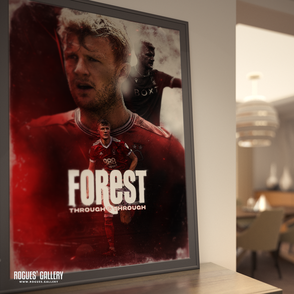 Joe Worrall Nottingham Forest memorabilia centre half signed poster art