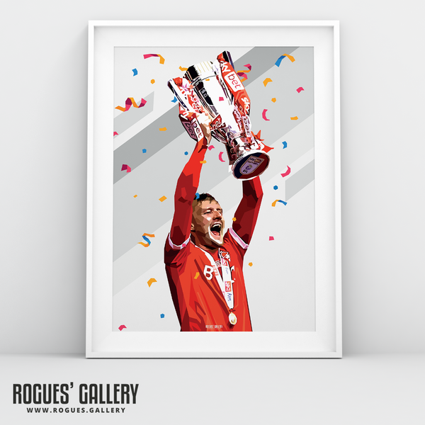 Joe Worrall lifts cup Nottingham Forest Playoff win A3 print