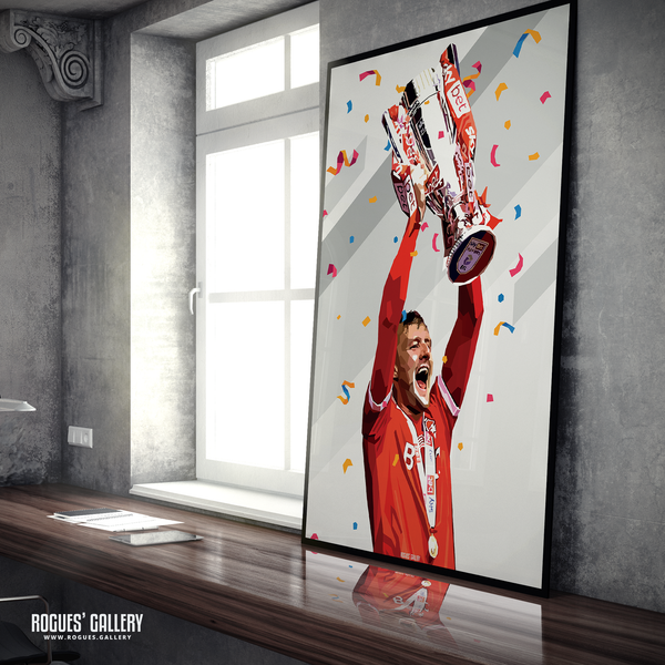 Joe Worrall lifts cup Nottingham Forest Playoff win A1 print