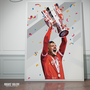 Joe Worrall lifts cup Nottingham Forest memorabilia  Playoff win signed poster autograph