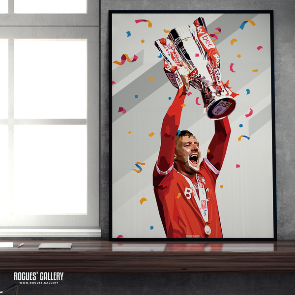 Joe Worrall lifts cup Nottingham Forest Playoff win A2 print