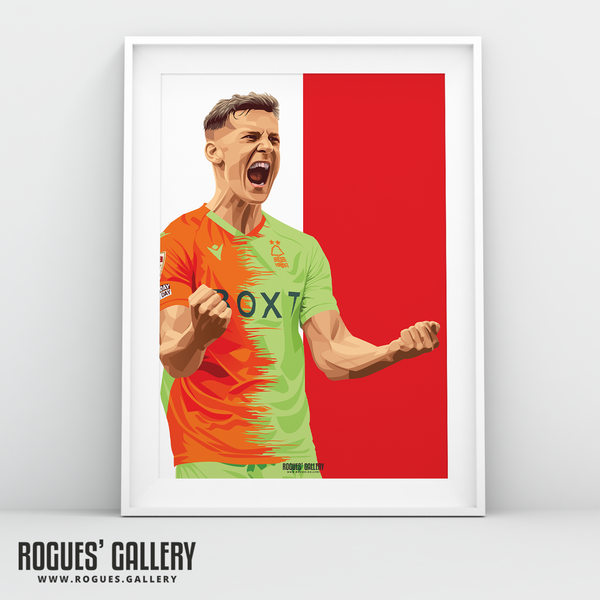 Ryan Yates Nottingham Forest midfielder A3 print