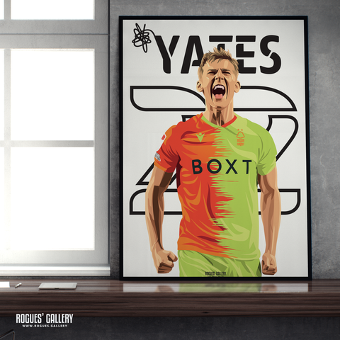 Ryan Yates Nottingham Forest away shirt name number a2 art print