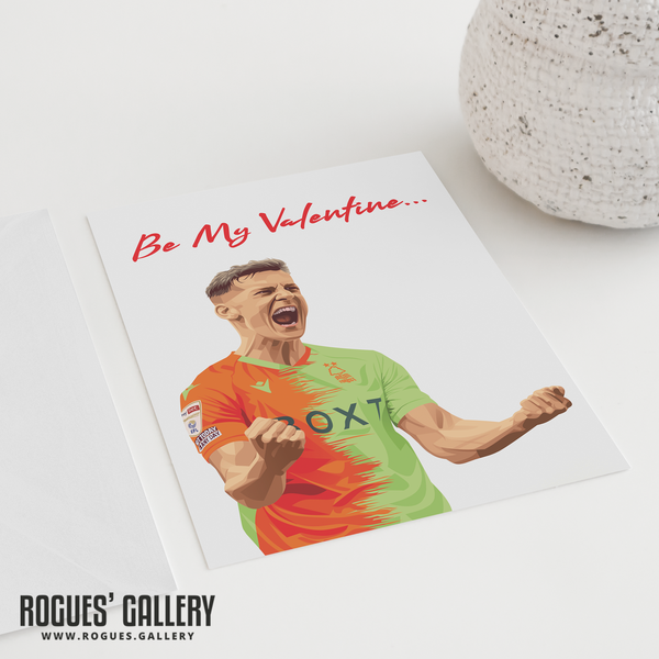 Ryan Yates passionate Valentine's Day card Nffc city ground