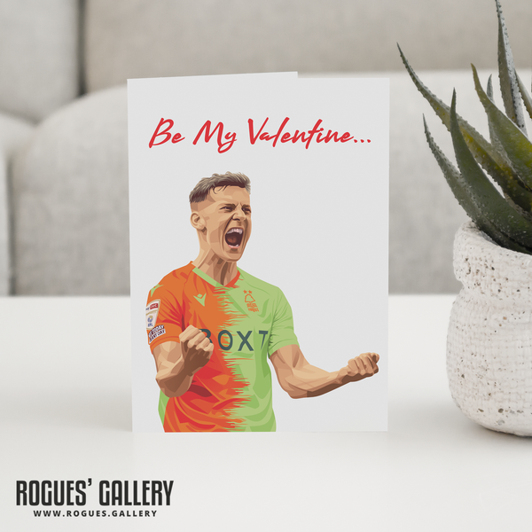 Ryan Yates passionate Valentine's Day card Nottingham forest