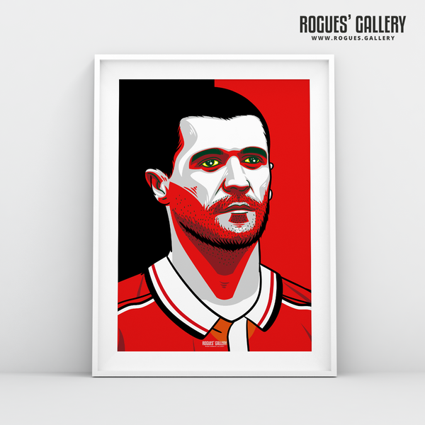 Young Roy Keane MUFC midfielder captain Old Trafford A3 print edits art
