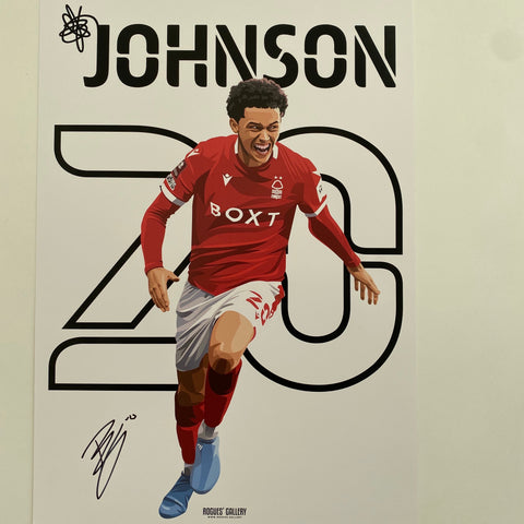 Brennan Johnson signed print Nottingham Forest