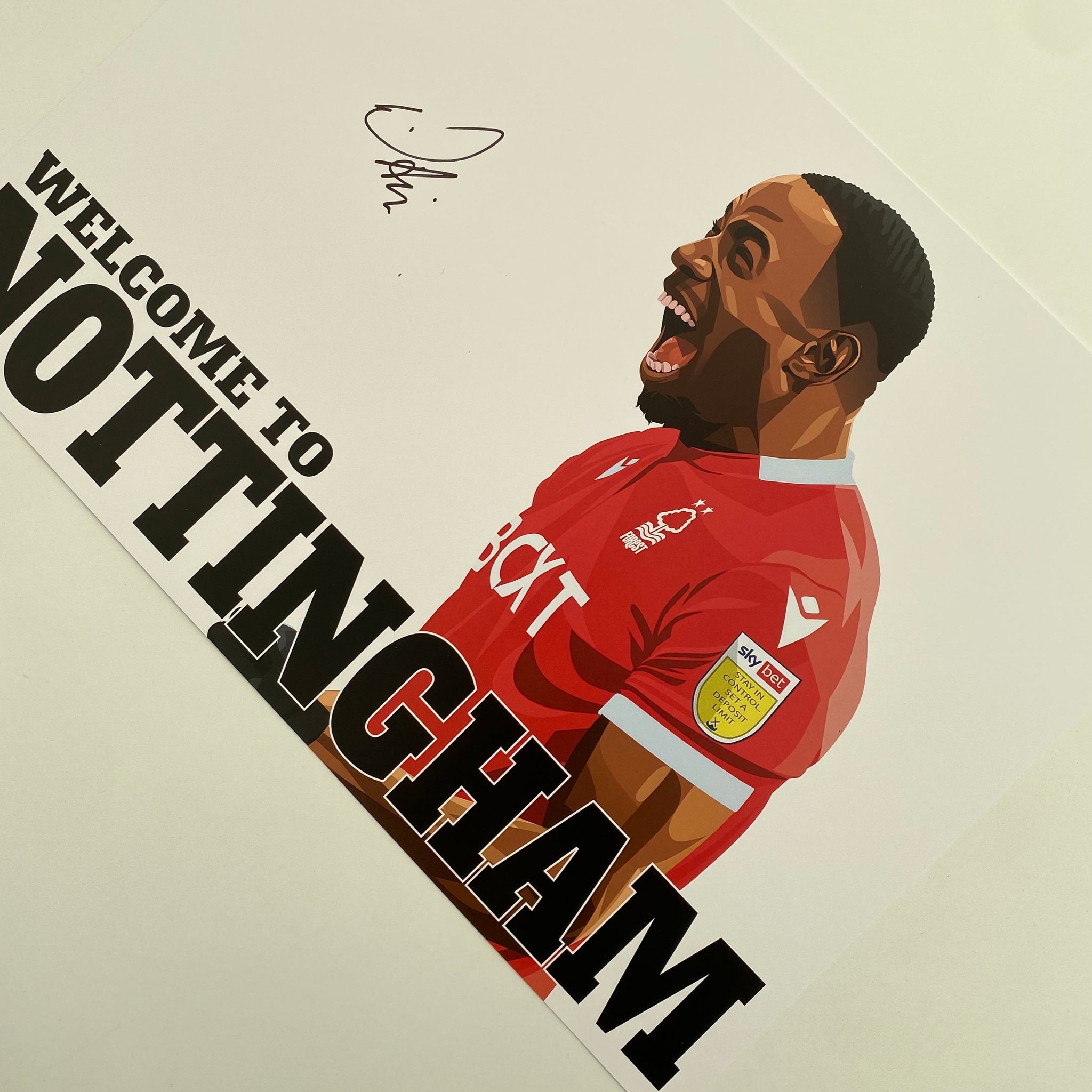 Keinan Davis signed print Nottingham Forest