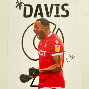 Signed Keinan Davis print Nottingham Forest