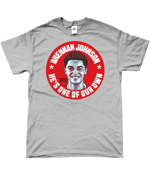Brennan Johnson Nottingham Forest grey T-shirt Get Behind the lads one of our own